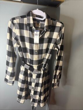 Ralph Lauren Black and Cream Buffalo Check Shirt Dress